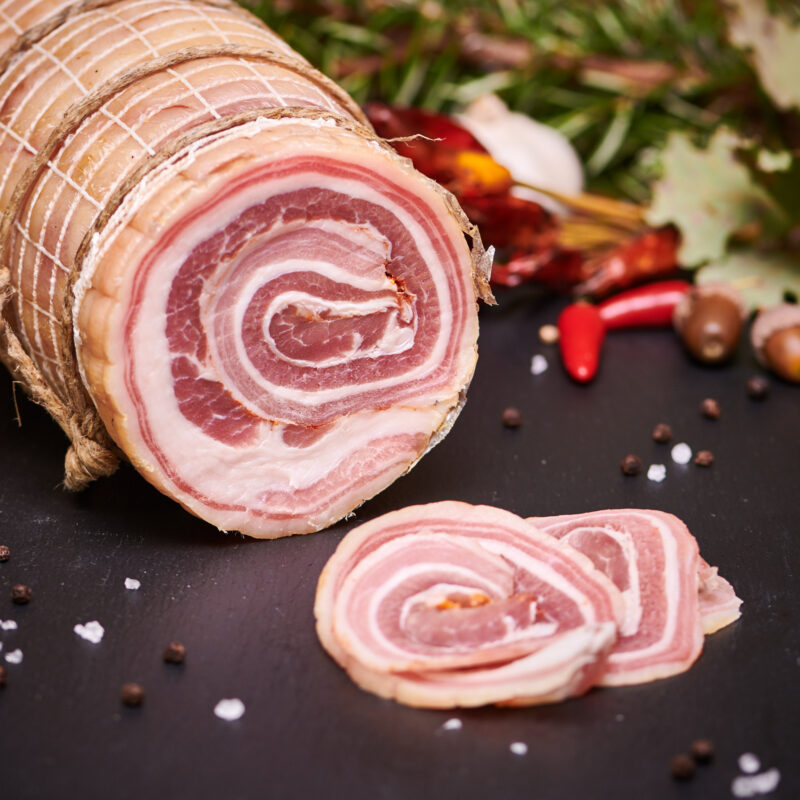 Pancetta arrotolata stagionata biologica